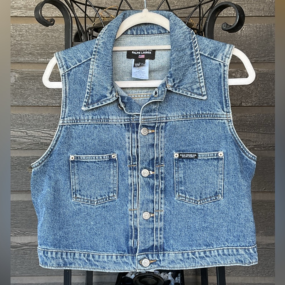 Vintage Polo Jeans Co. Ralph Lauren Denim Vest Women’s Large Y2K Classic Cotton